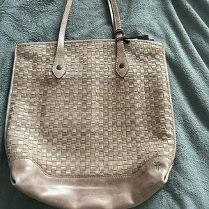 Frye Tan Tote Bag with Woven Texture